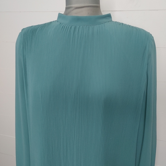 Esprit accordion pleated teal chiffon dress size 14 - Picture 3 of 15